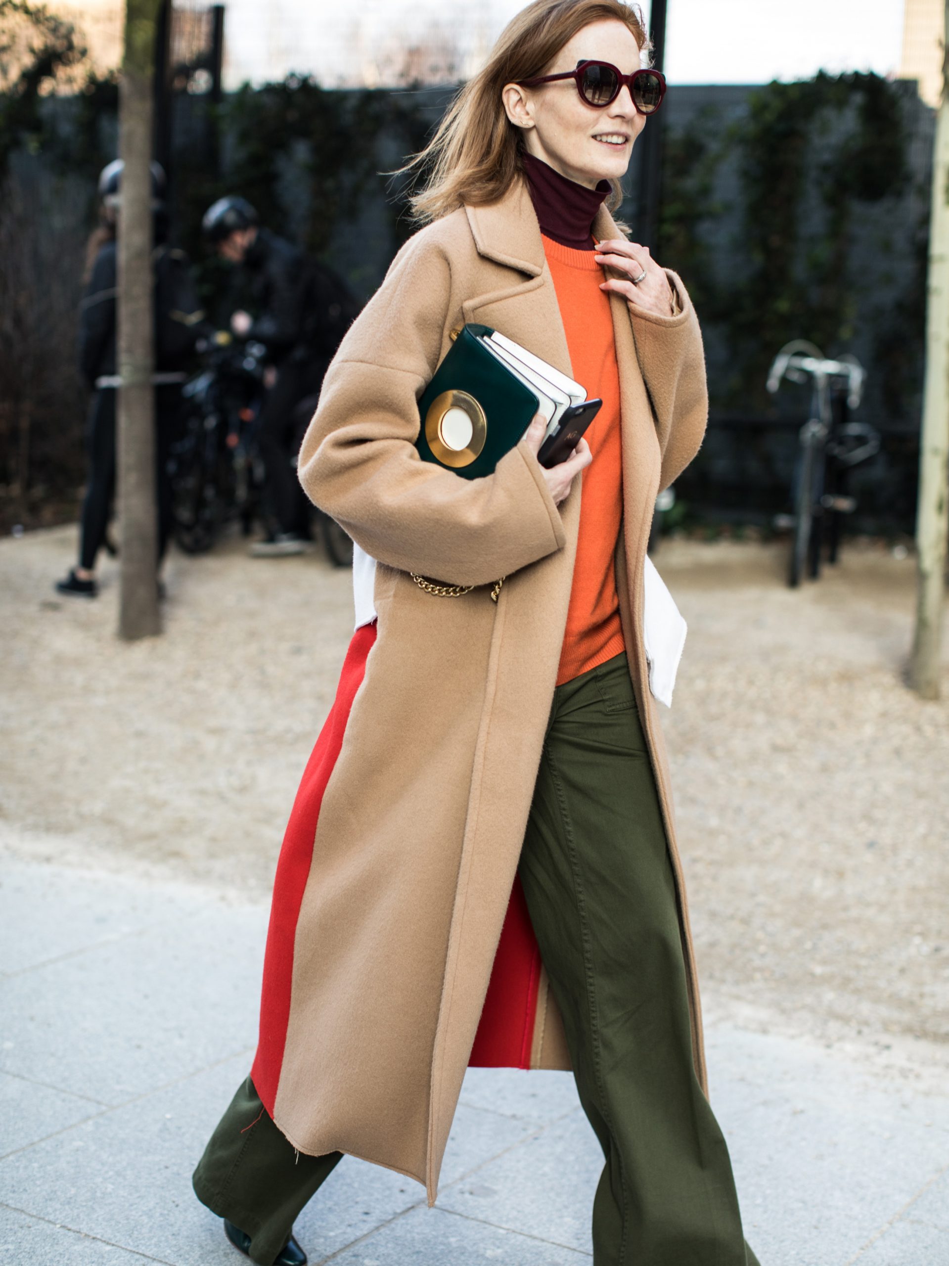 Layered Sophistication: Camel Coat Over Colorful Knits Layered Sophistication: Camel Coat Over Colorful Knits — Winter Work Outfits