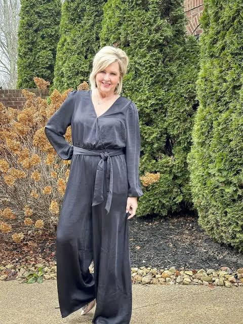 Sophisticated Satin Jumpsuit for Evening Elegance Sophisticated Satin Jumpsuit for Evening Elegance — Winter Outfits for Women Over 50