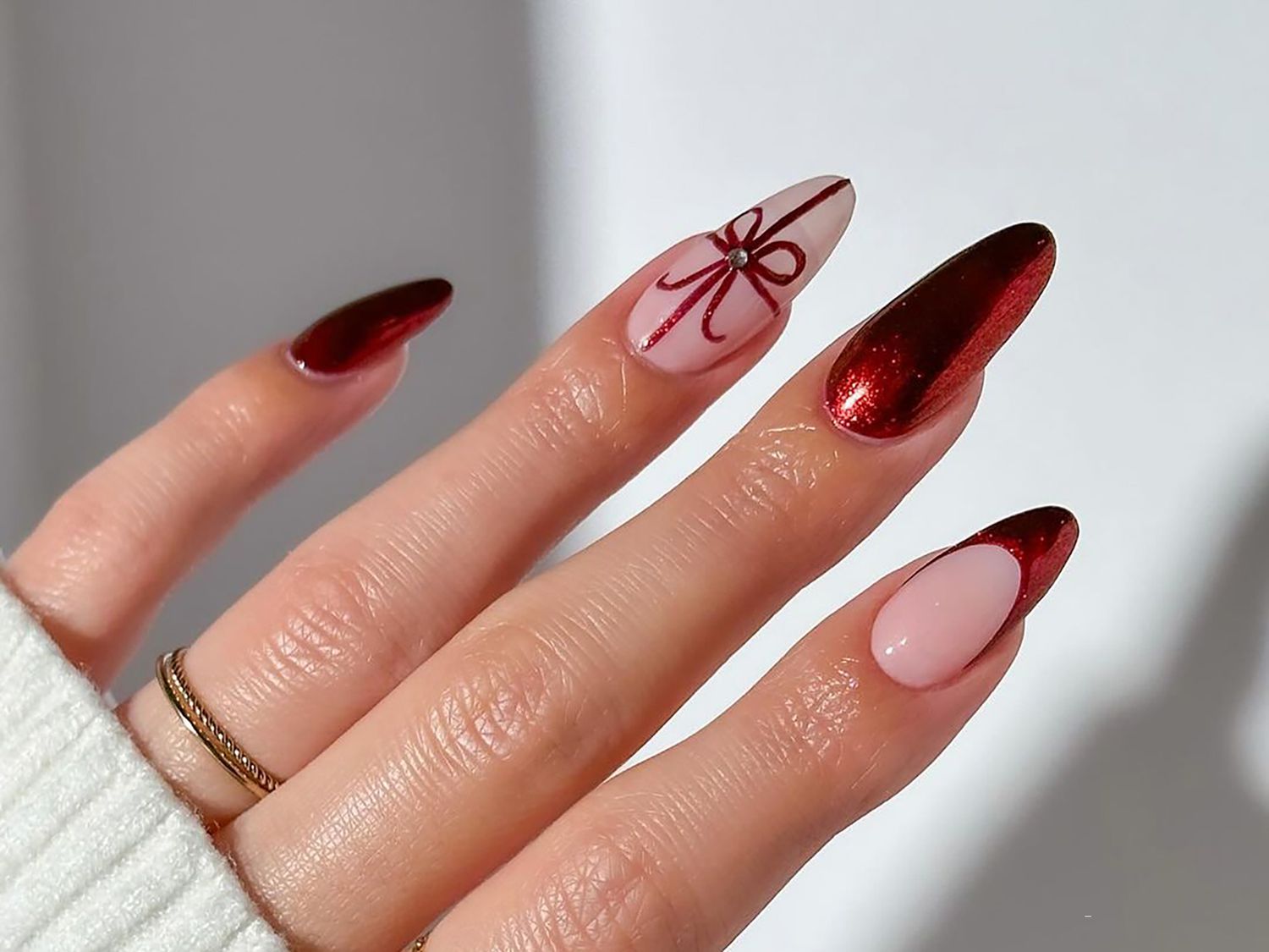 Dark Grey Mirror Chrome Stilettos — Winter Chrome Nails