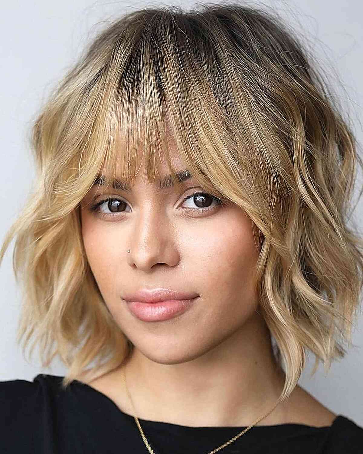 Ash Blonde Bob with Curtain Bangs — Winter Bob Haircuts