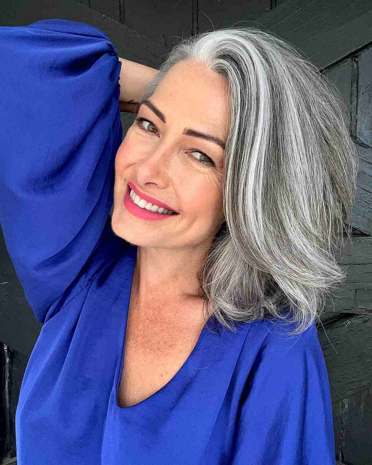 Ash Blonde Lob with Silver Streaks — Winter Hairstyles for Women Over 50