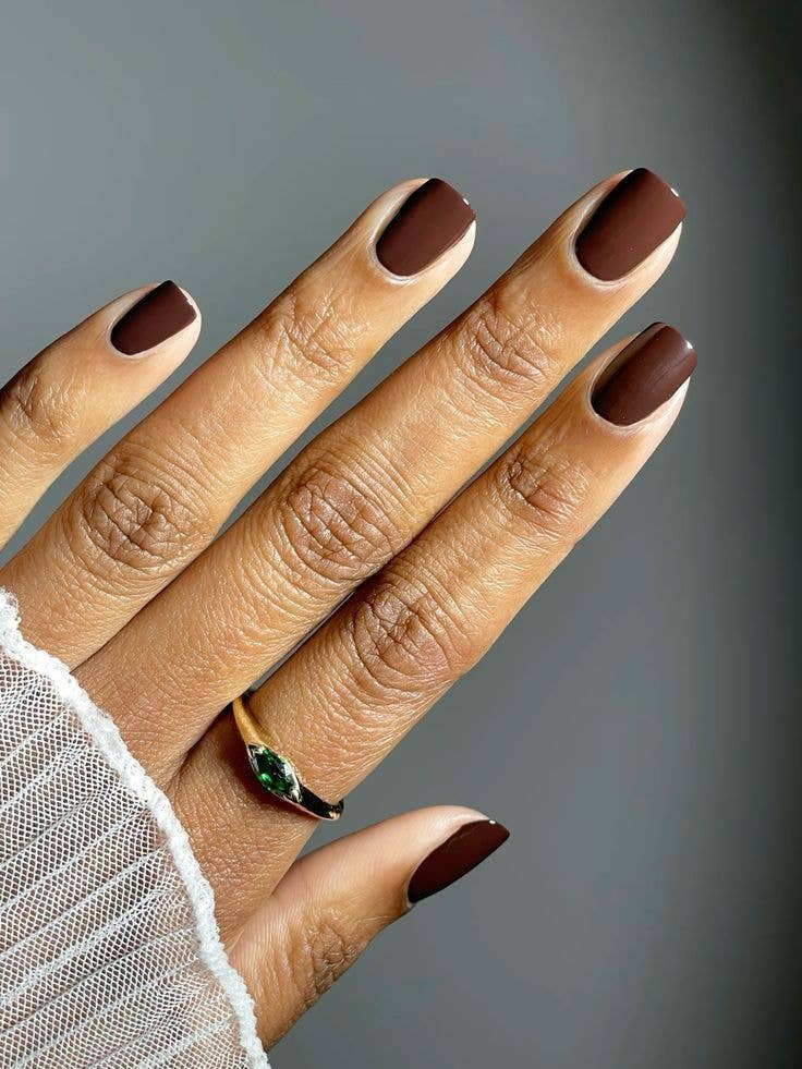 Sophisticated Deep Matte Brown Nails Sophisticated Deep Matte Brown Nails — Winter Nail Colors for Women Over 40