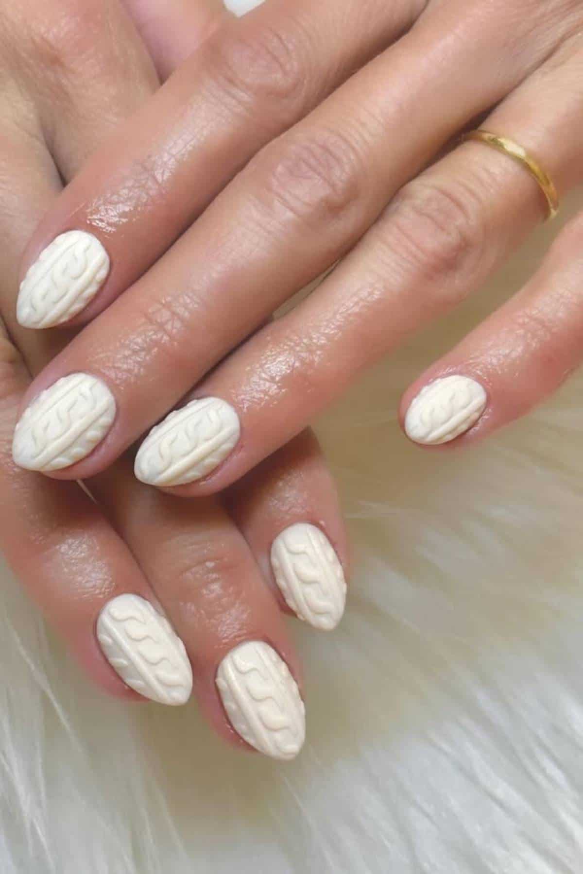 Uniform Off-White Cable Knit — Sweater Nails