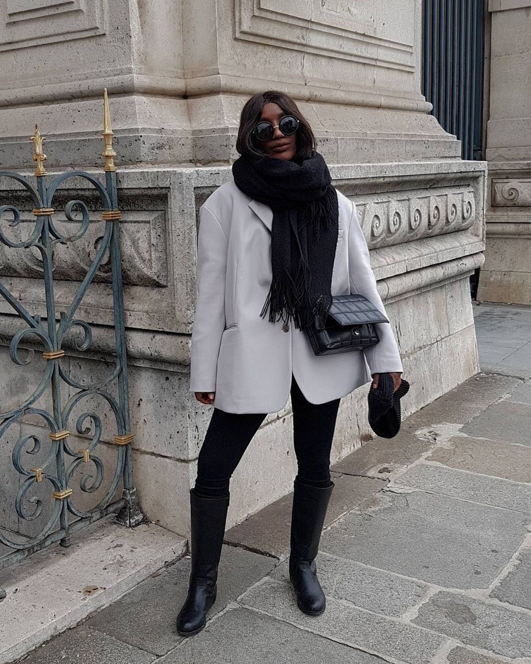 Black Tall Boots Outfit Idea — Winter Outfits with Leggings