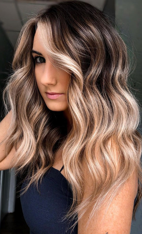 Mid-Back With Blonde Money Piece Mid-Back With Blonde Money Piece — Winter Balayage