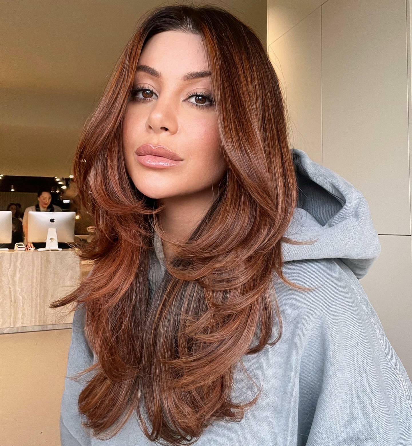Medium Brown With Copper and Caramel Highlights Medium Brown With Copper and Caramel Highlights — Winter Hair Colors for Olive Skin