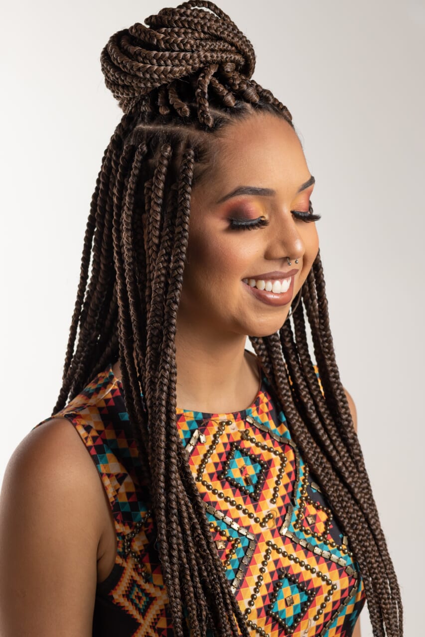 Dark Brown Box Braids with Neat Partings Dark Brown Box Braids with Neat Partings — Winter Knotless Braids
