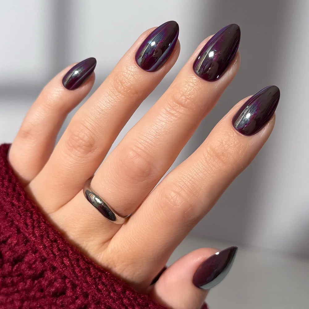 Chrome Visual Idea — Winter Almond Nails