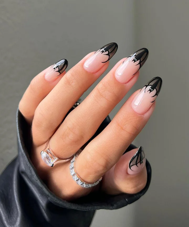 Medium Almond Bat Wing French Tips Medium Almond Bat Wing French Tips — Trendy Simple Nail Designs