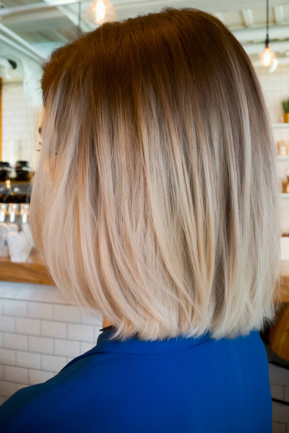 No Bangs Dark Brown To Blonde Collarbone Lob No Bangs Dark Brown To Blonde Collarbone Lob — Winter Ombre Hair