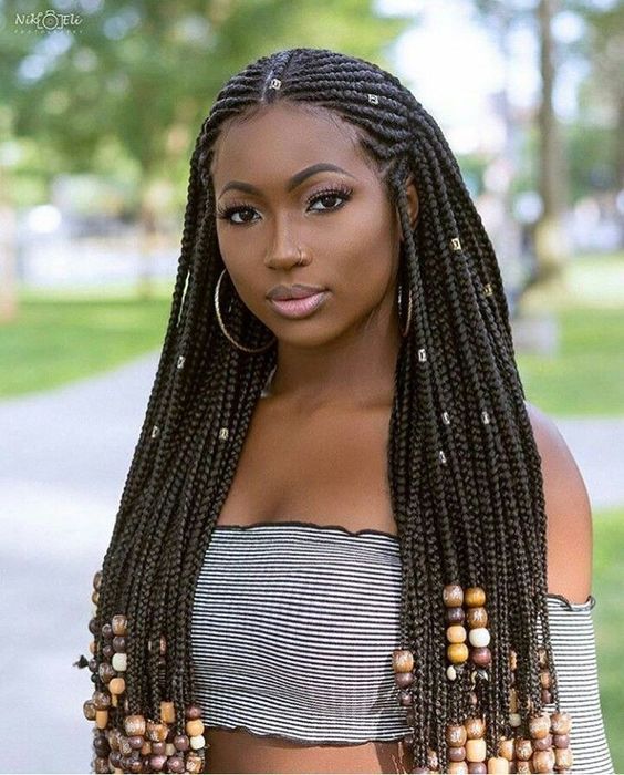 Boho Box Braids with Beads — Winter Braids for Black Women