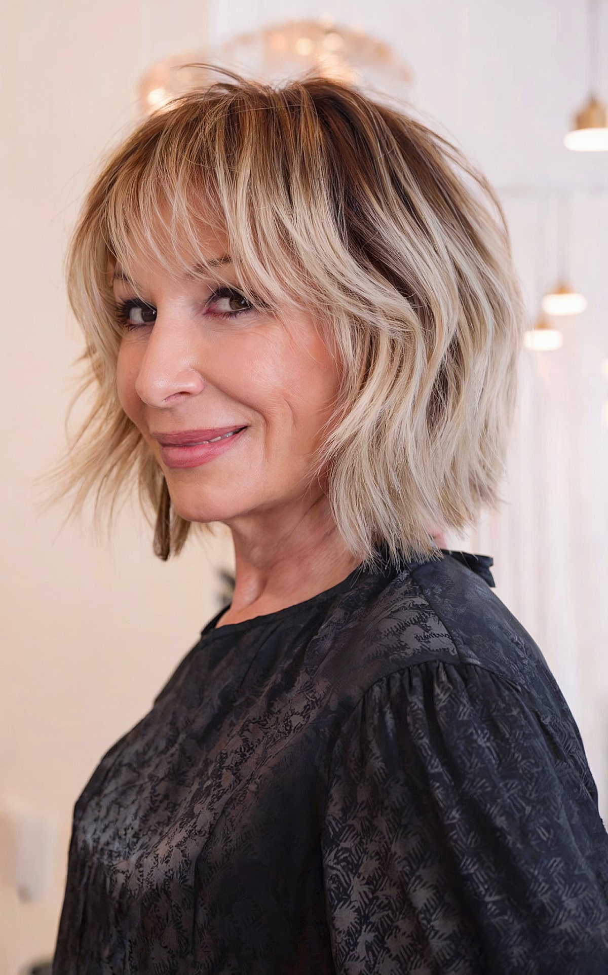 Ash Blonde Bob With Curtain Bangs — Winter Haircuts for Women