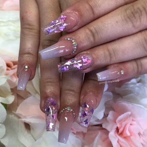 Pink To Purple Gradient Visual Idea — Coffin Nail Designs