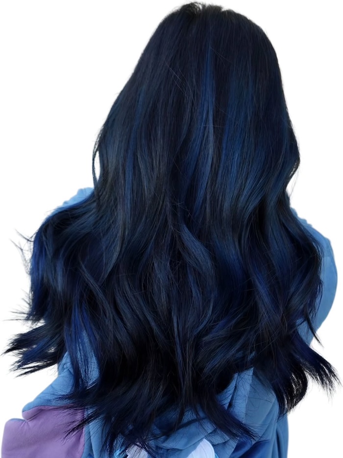 Midnight Navy with Deep Blue Highlights Midnight Navy with Deep Blue Highlights — Deep Winter Hair Color