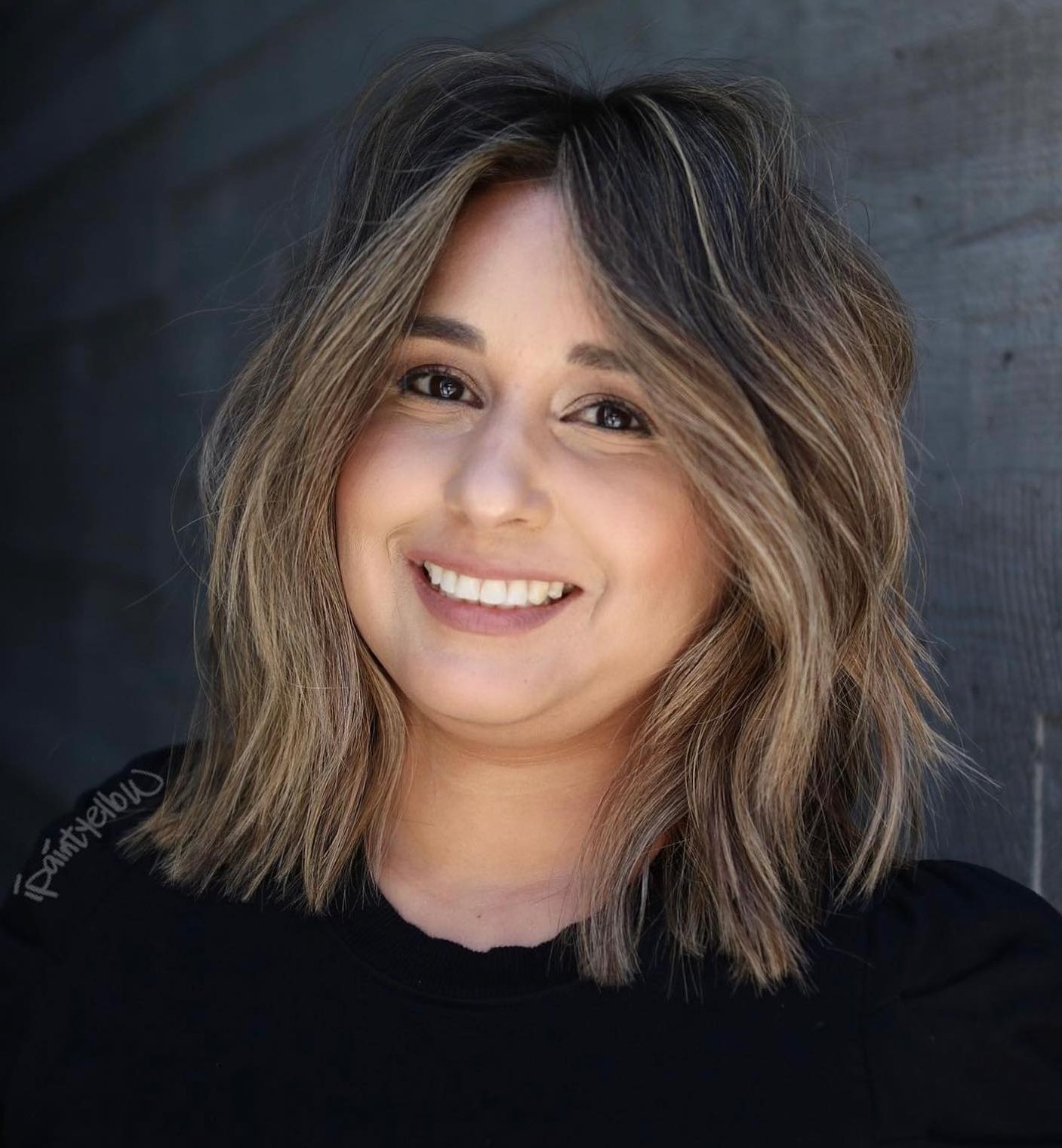 Medium Brown With Blonde Highlights Visual Idea — Winter Haircuts for Plus Size Women