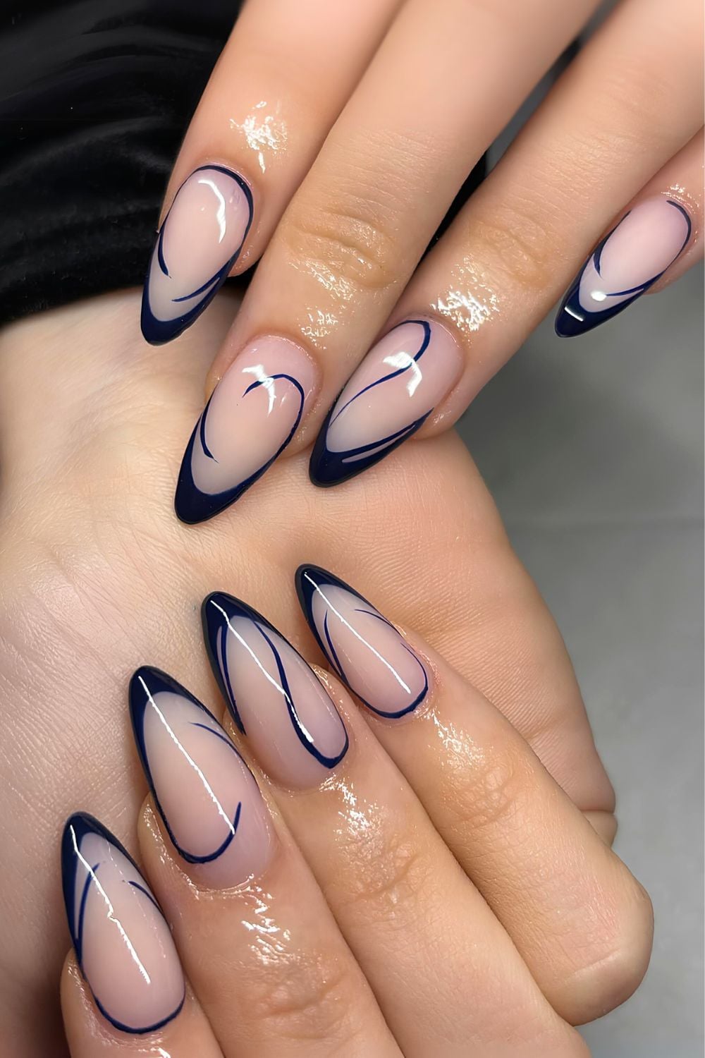 Abstract Swirls & Hearts Navy Abstract Swirls & Hearts Navy — Navy Blue Nails