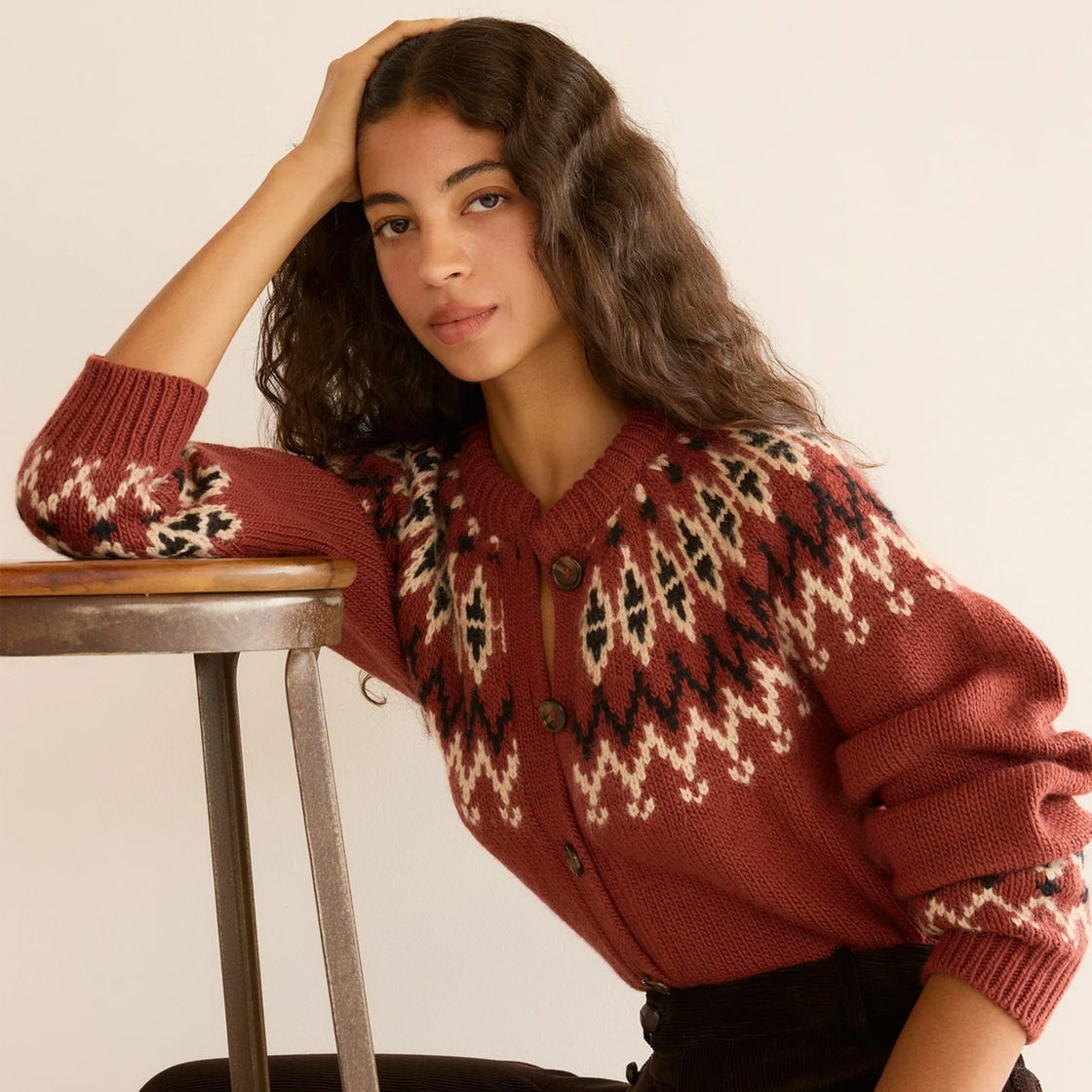 Detailed Fair Isle Cardigan with Button Front Detailed Fair Isle Cardigan with Button Front — Fair Isle Sweater Outfits