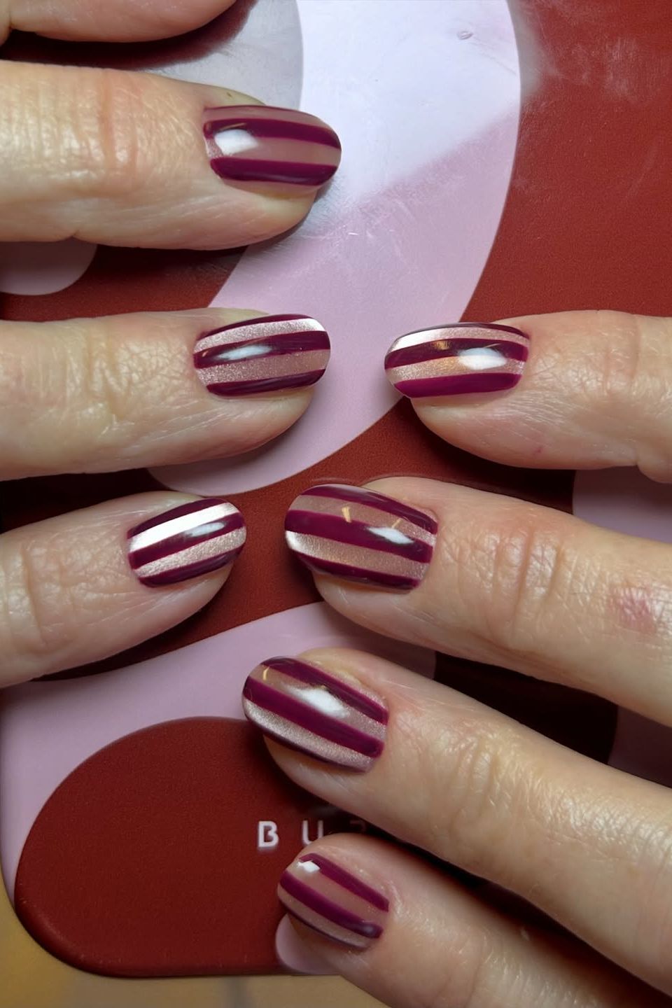 Muted Stripe Short Square Nails Muted Stripe Short Square Nails — Winter Nail Designs
