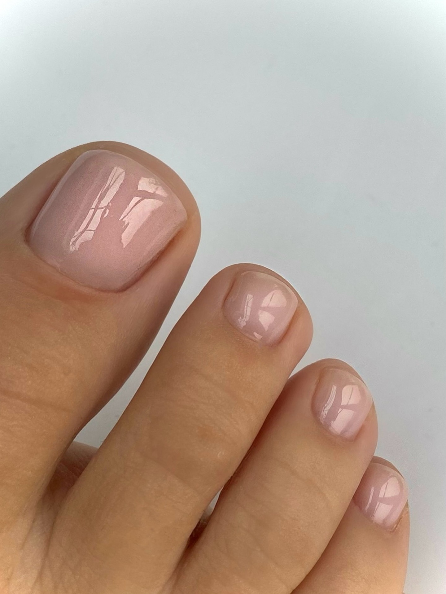 Sheer Pale Pink Glossy Toes Sheer Pale Pink Glossy Toes — Winter Pedicure Colors