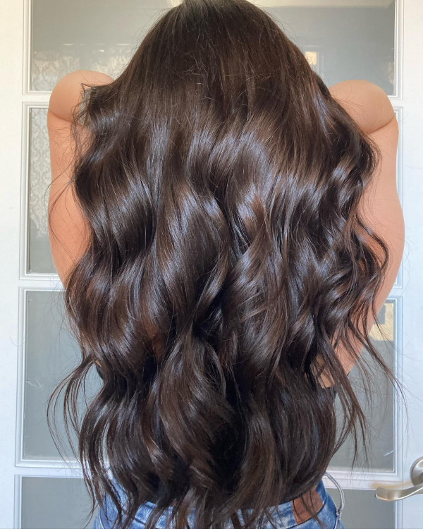 Glossy Cascading Espresso Waves Glossy Cascading Espresso Waves — Espresso Brown Hair