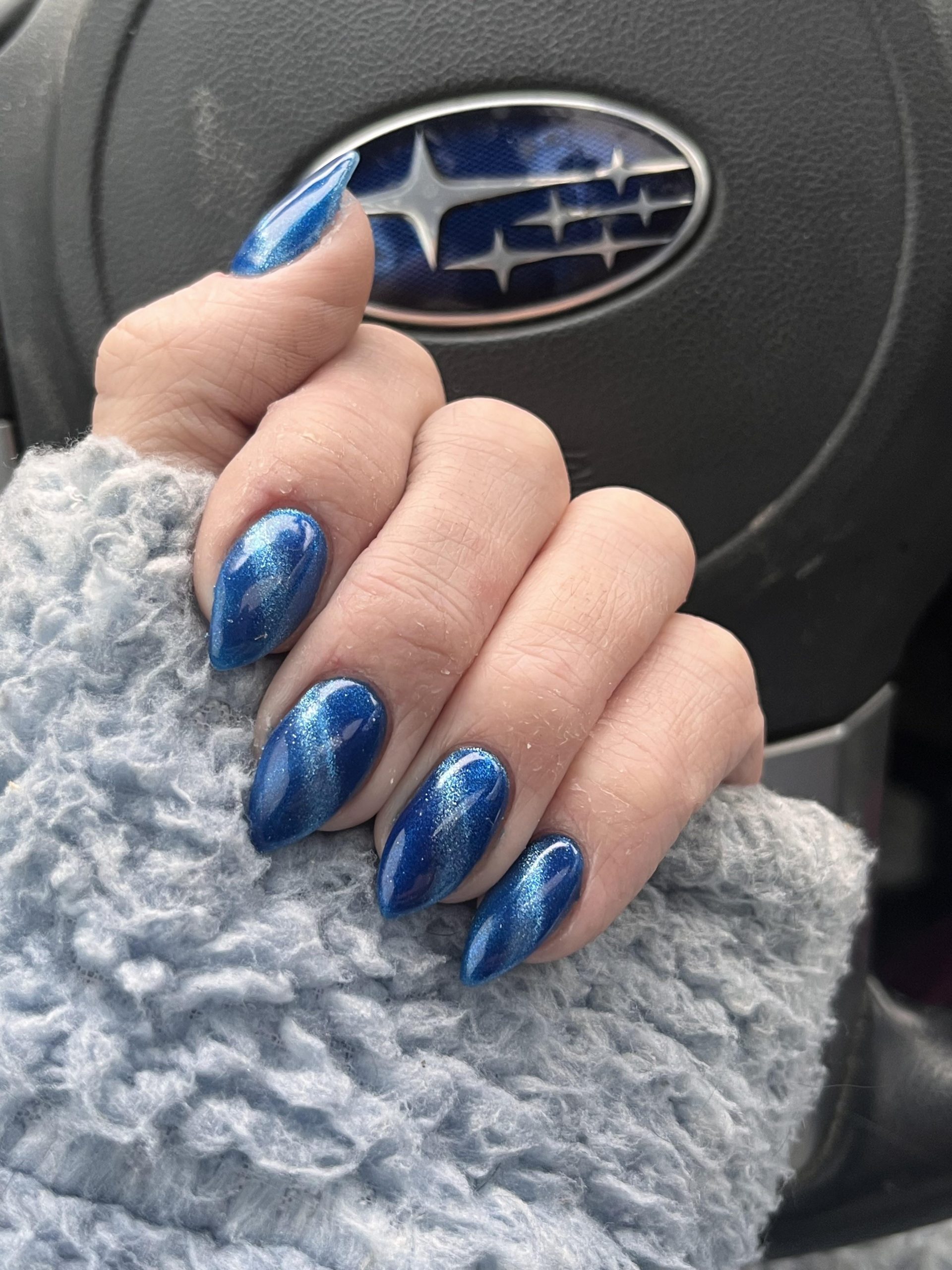 None Deep Blue Shimmering Cat Eye None Deep Blue Shimmering Cat Eye — Winter Cat Eye Nails