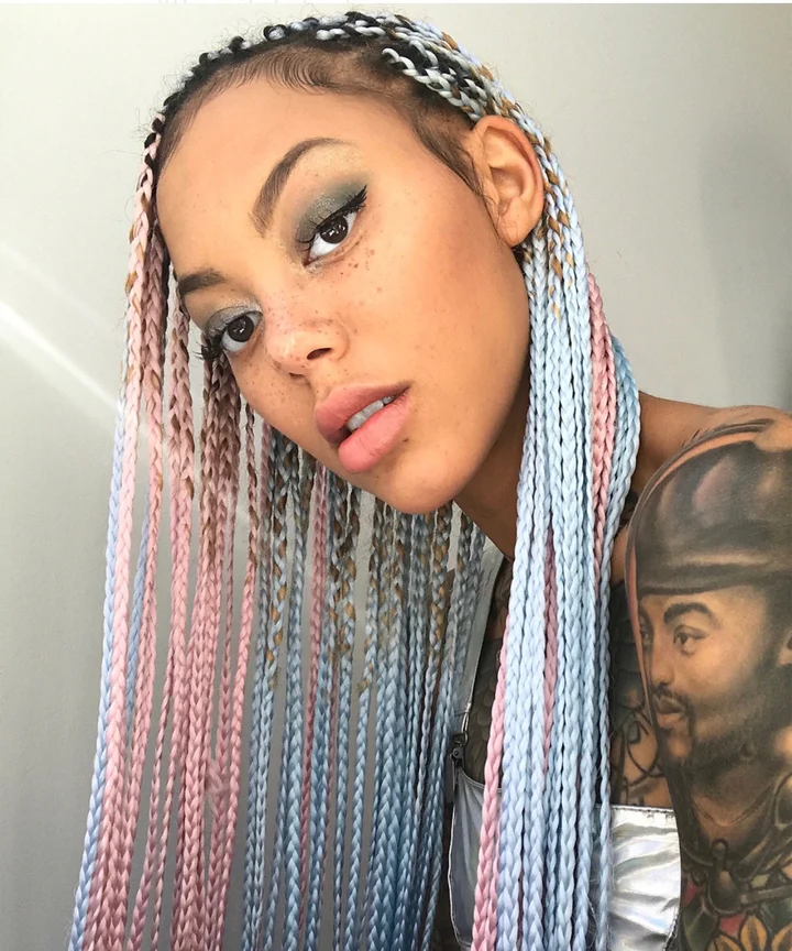 Pastel Highlights in Box Braids — Winter Braid Colors for Black Women