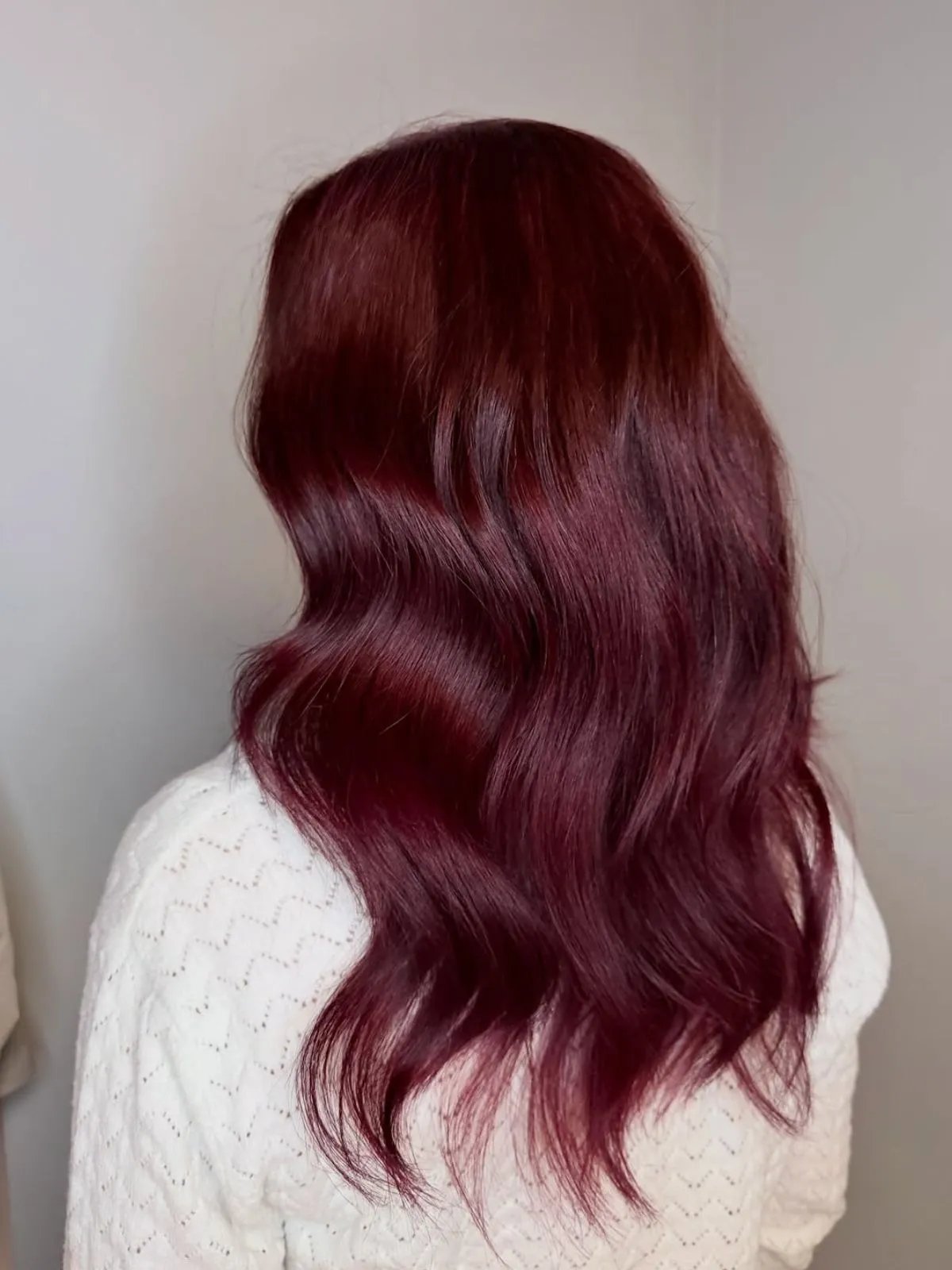 Intense Glossy Cherry Red Waves Intense Glossy Cherry Red Waves — Winter Red Hair Colors