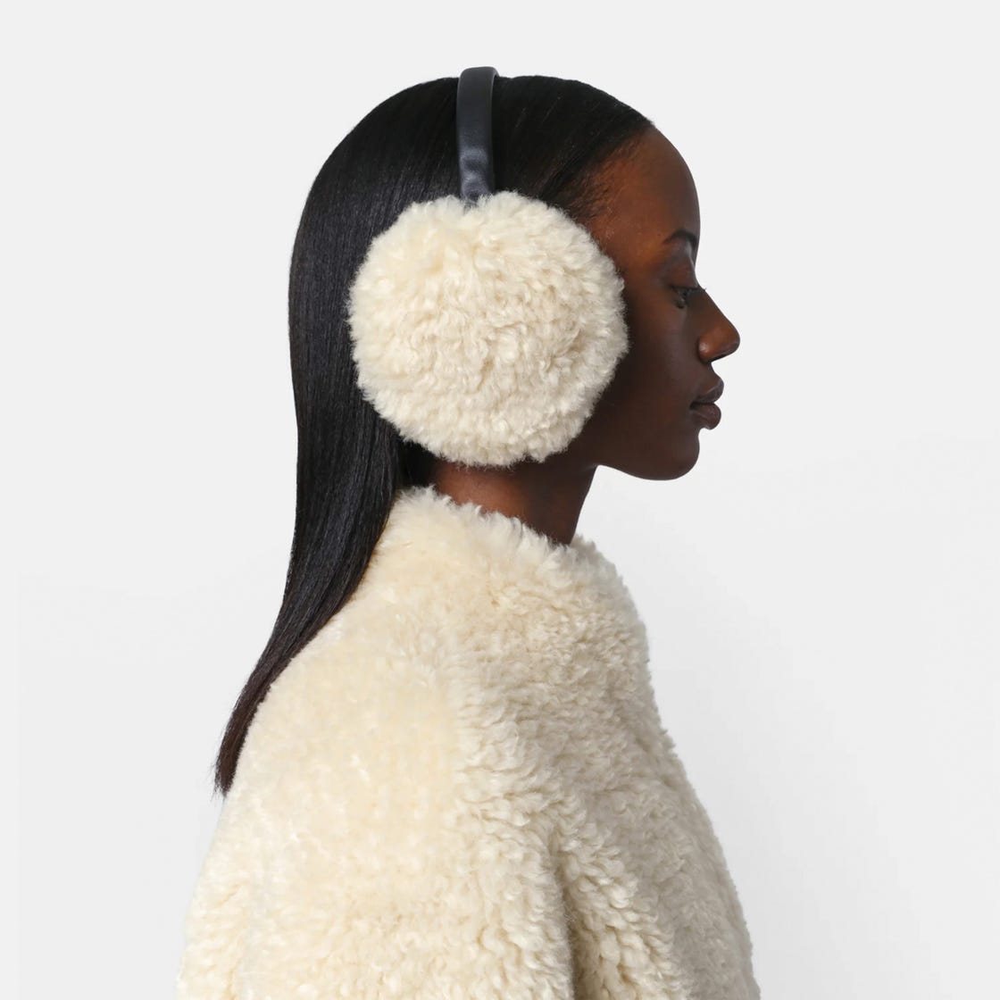 Cream Fuzzy Coat and Earmuffs — Earmuffs Outfits