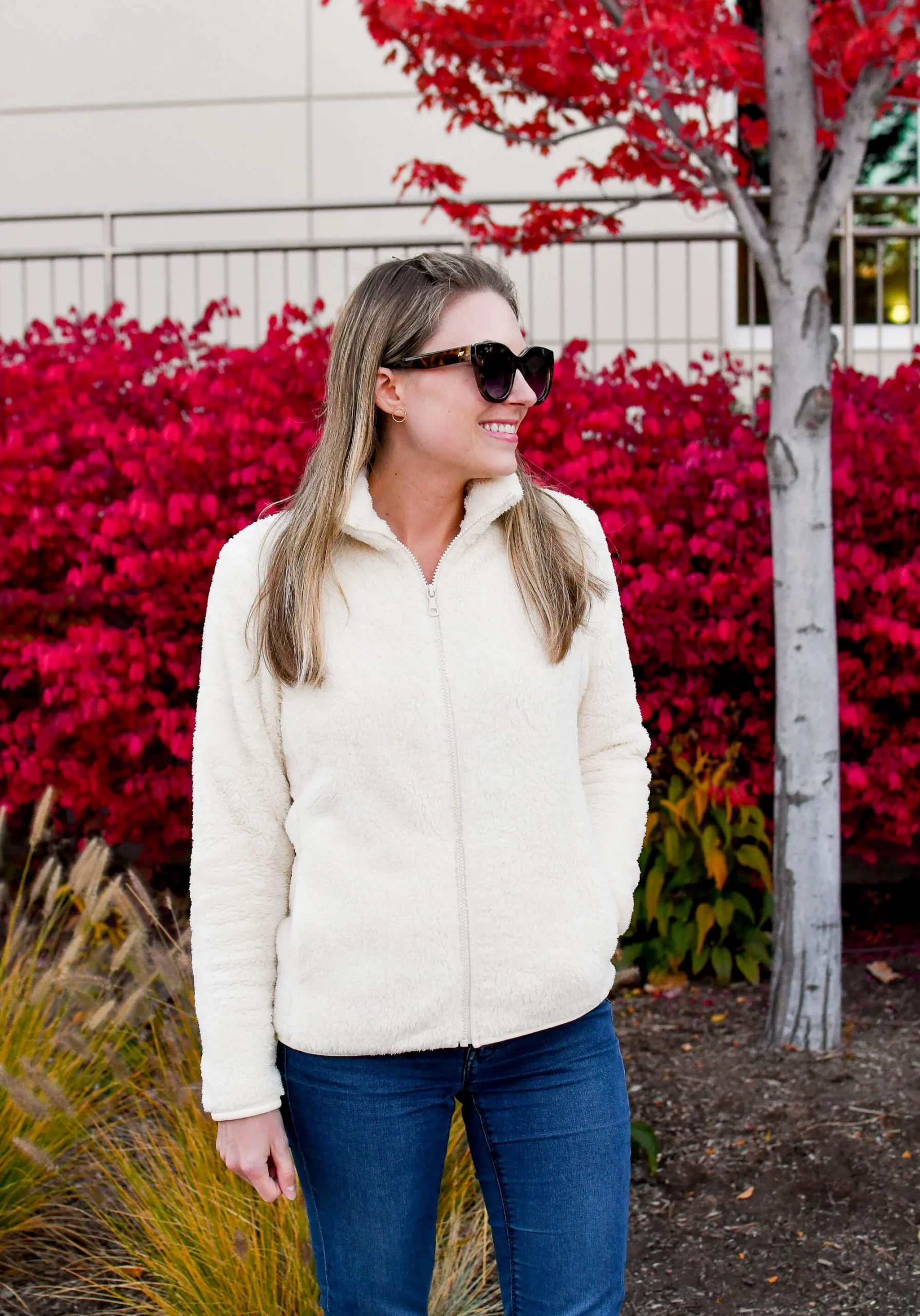 Matching Knit Set: Cream Fleece Jacket with Coordinated Pants Matching Knit Set: Cream Fleece Jacket with Coordinated Pants — Fleece Jacket Outfits