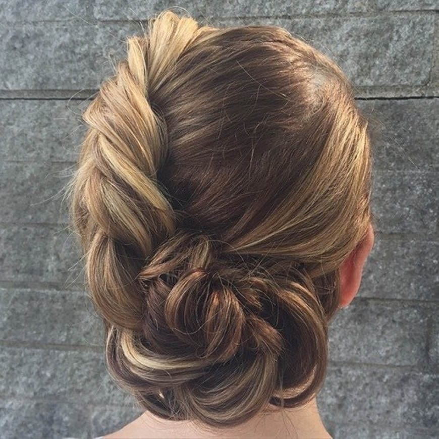 Honey Blonde Twisted Braid Bun — Winter Wedding Guest Hairstyles