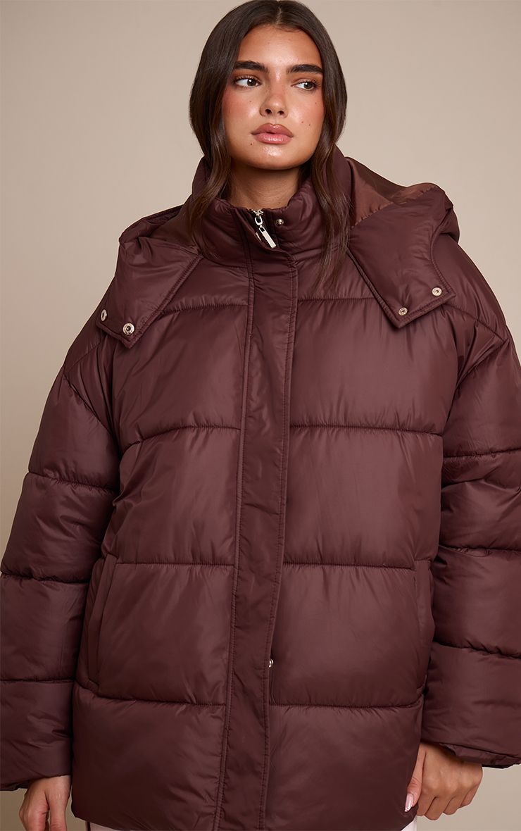 Deep Brown Puffer: Oversized Hood for Cozy Style Deep Brown Puffer: Oversized Hood for Cozy Style — Winter Coats for Women