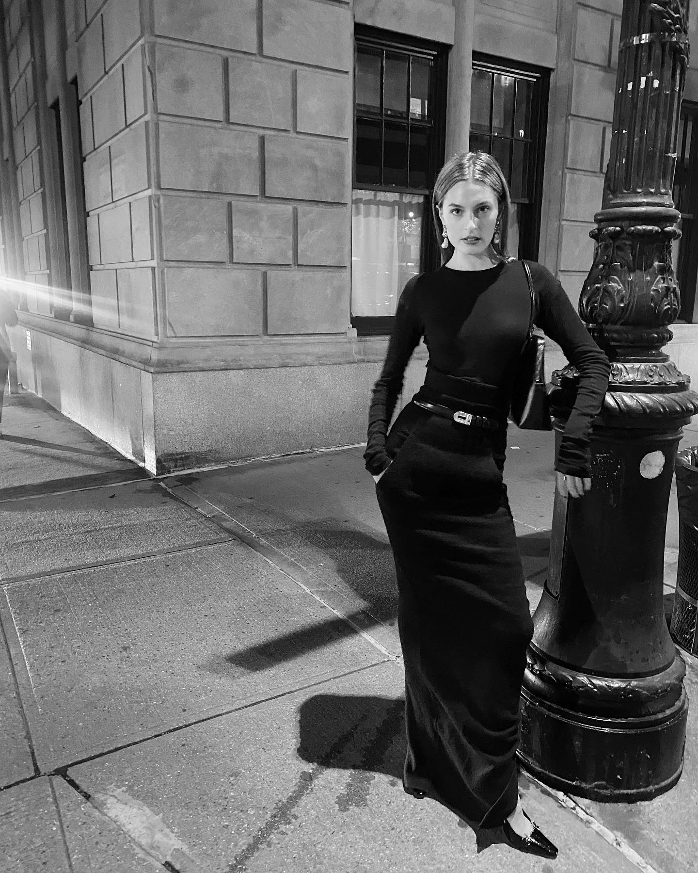 Monochromatic Black Maxi Ensemble: Sleek and Sophisticated Party Style — Winter Party Outfits