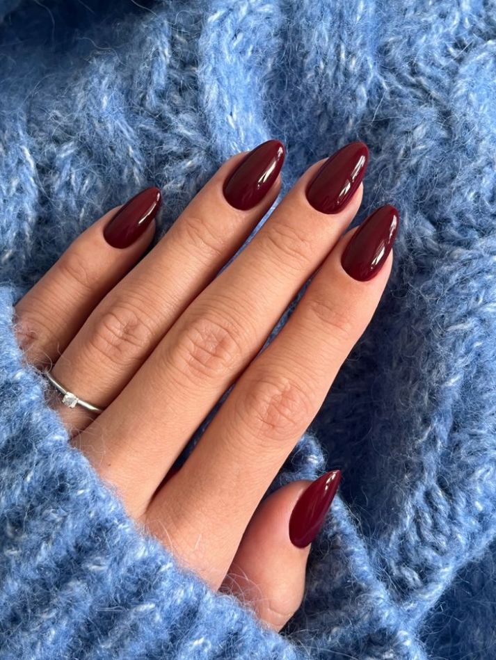 Deep Dark Cherry Red Almond Nails Deep Dark Cherry Red Almond Nails — Cherry Red Nails