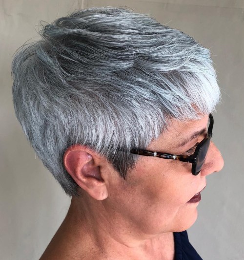 Textured Crown Pixie — Winter Hairstyles for Gray Hair