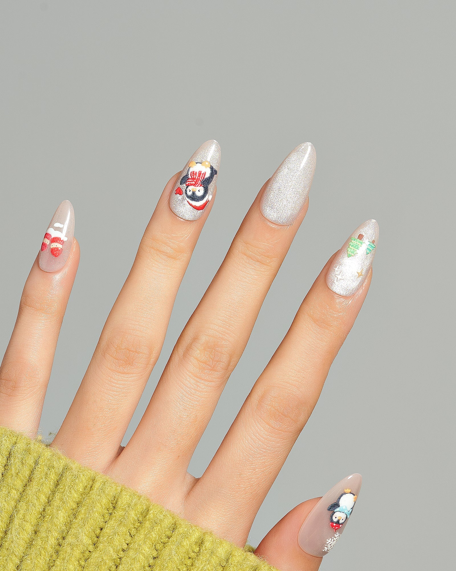 Nude Penguin Winter Art Nude Penguin Winter Art — Winter Cat Eye Nails