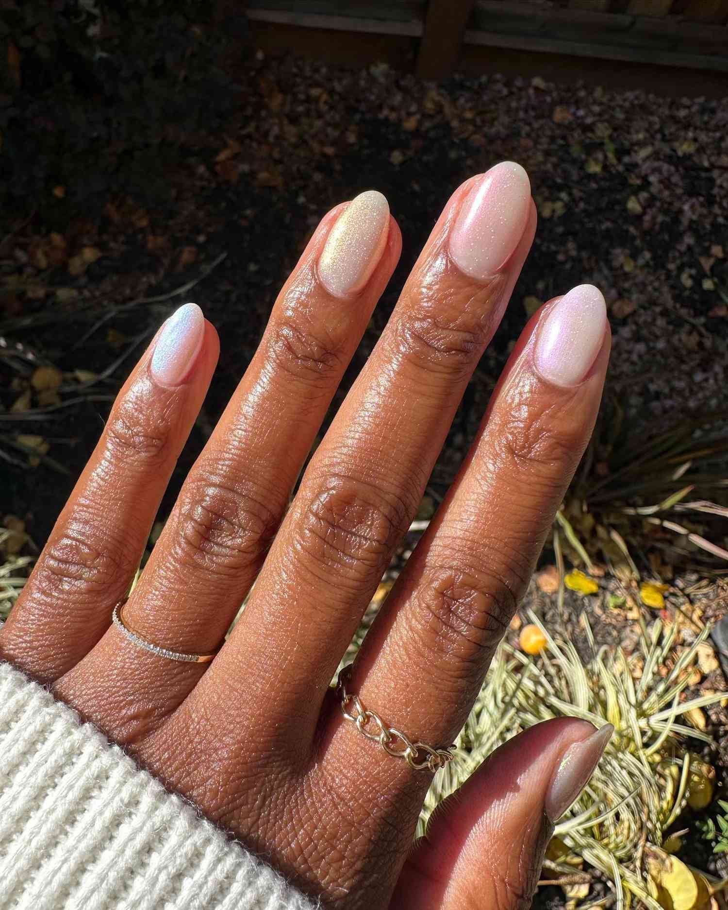 Shimmer Pearlescent Visual Idea — Pastel Winter Nails