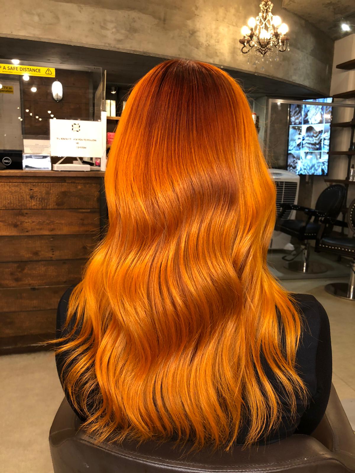 Layers Vibrant Copper Mid-Back Waves Layers Vibrant Copper Mid-Back Waves — Winter Copper Hair Color