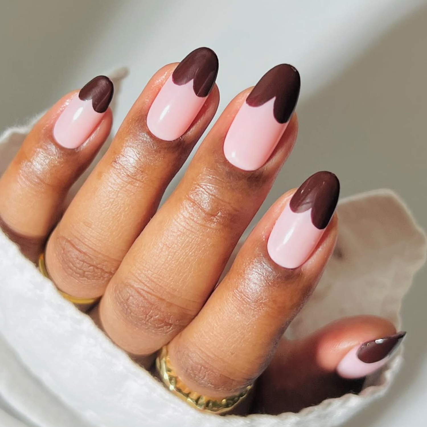 Classic French Deep Brown Tip Nails — Brown Nail Designs