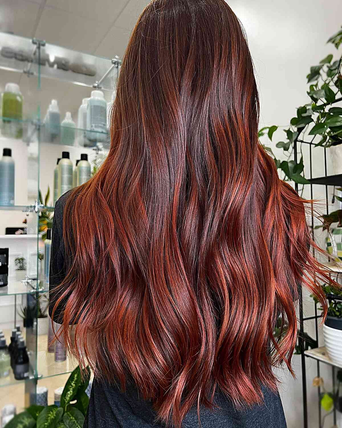 Dark Auburn With Balayage Dark Auburn With Balayage — Winter Auburn Hair Color