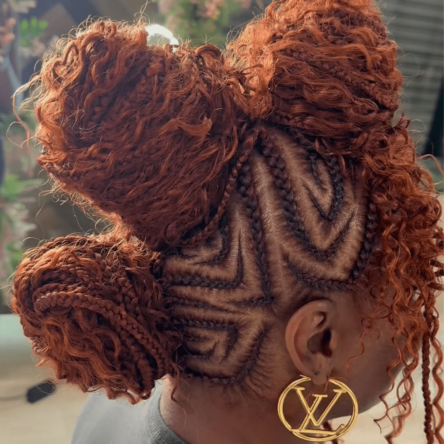 Copper Red Braided Buns — Winter Braid Colors for Black Women