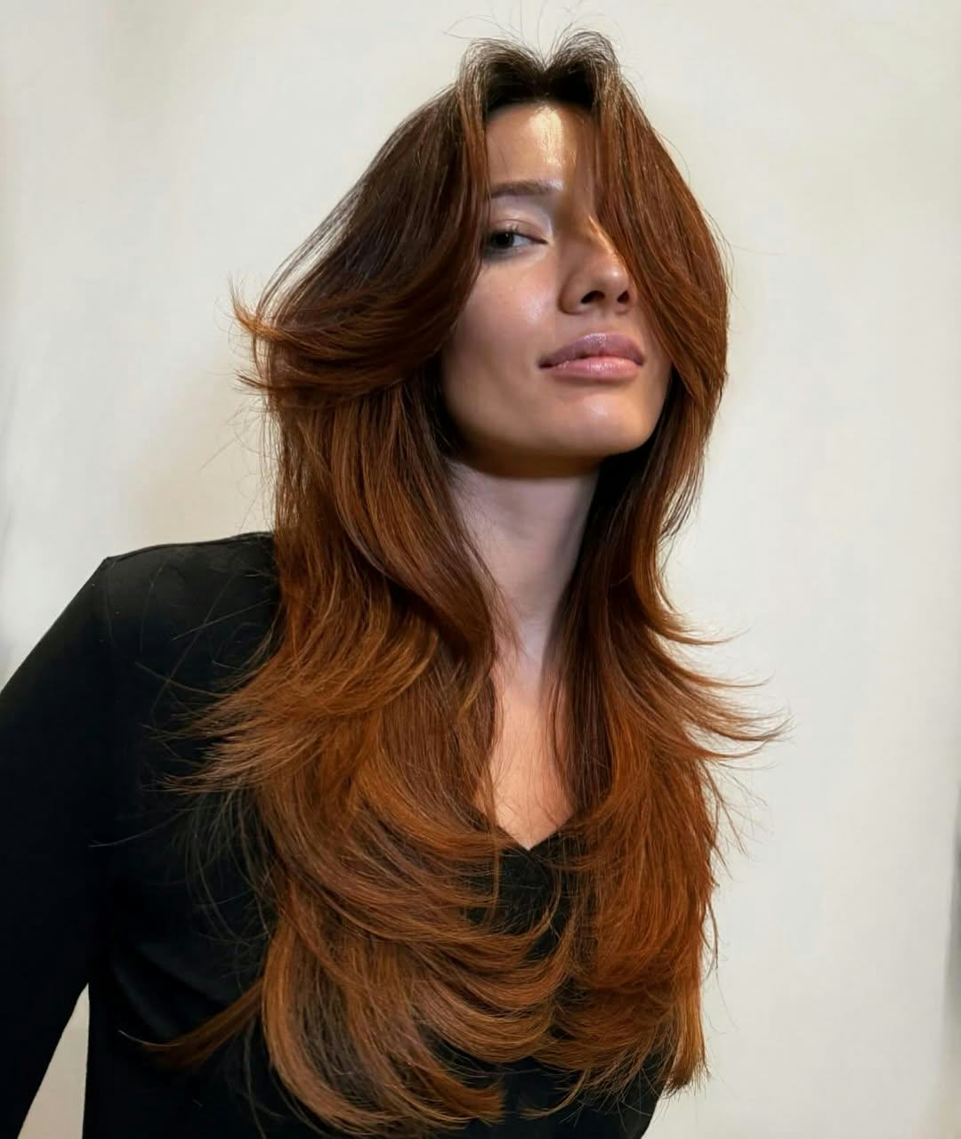Mid-Back Copper Brown Layers — Long Winter Haircuts