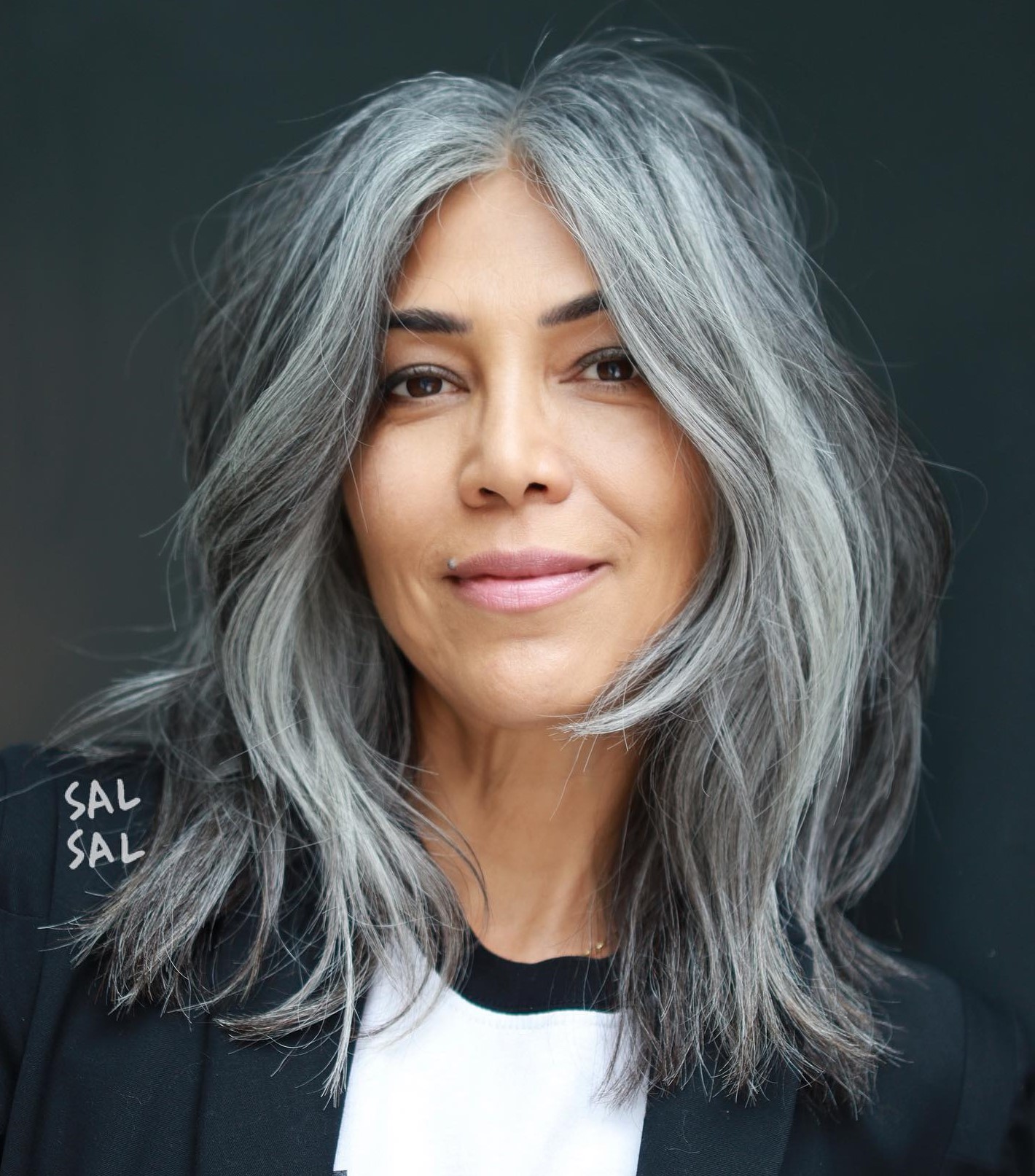 Gray Base With Silver White Balayage Gray Base With Silver White Balayage — Winter Hair Colors for Gray Hair