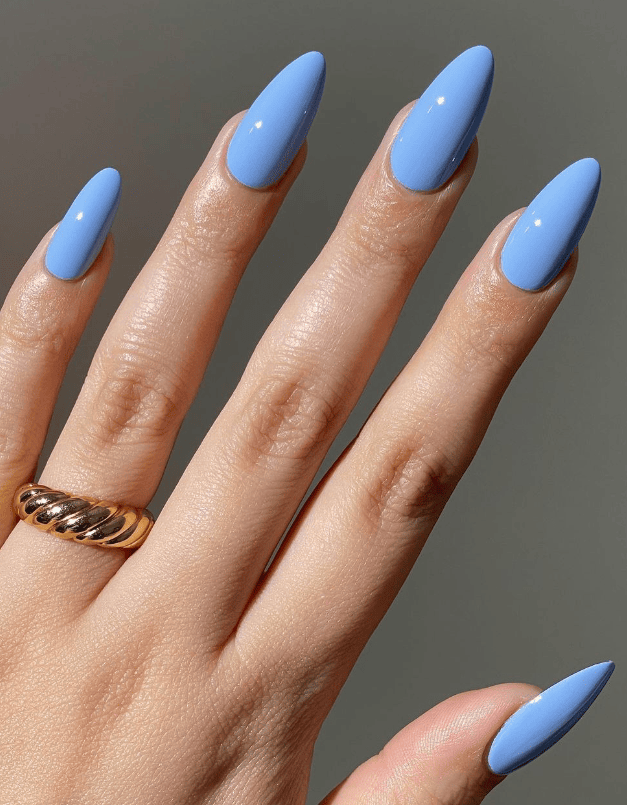 Medium Sky Blue Glossy Nails — Blue Nail Inspo