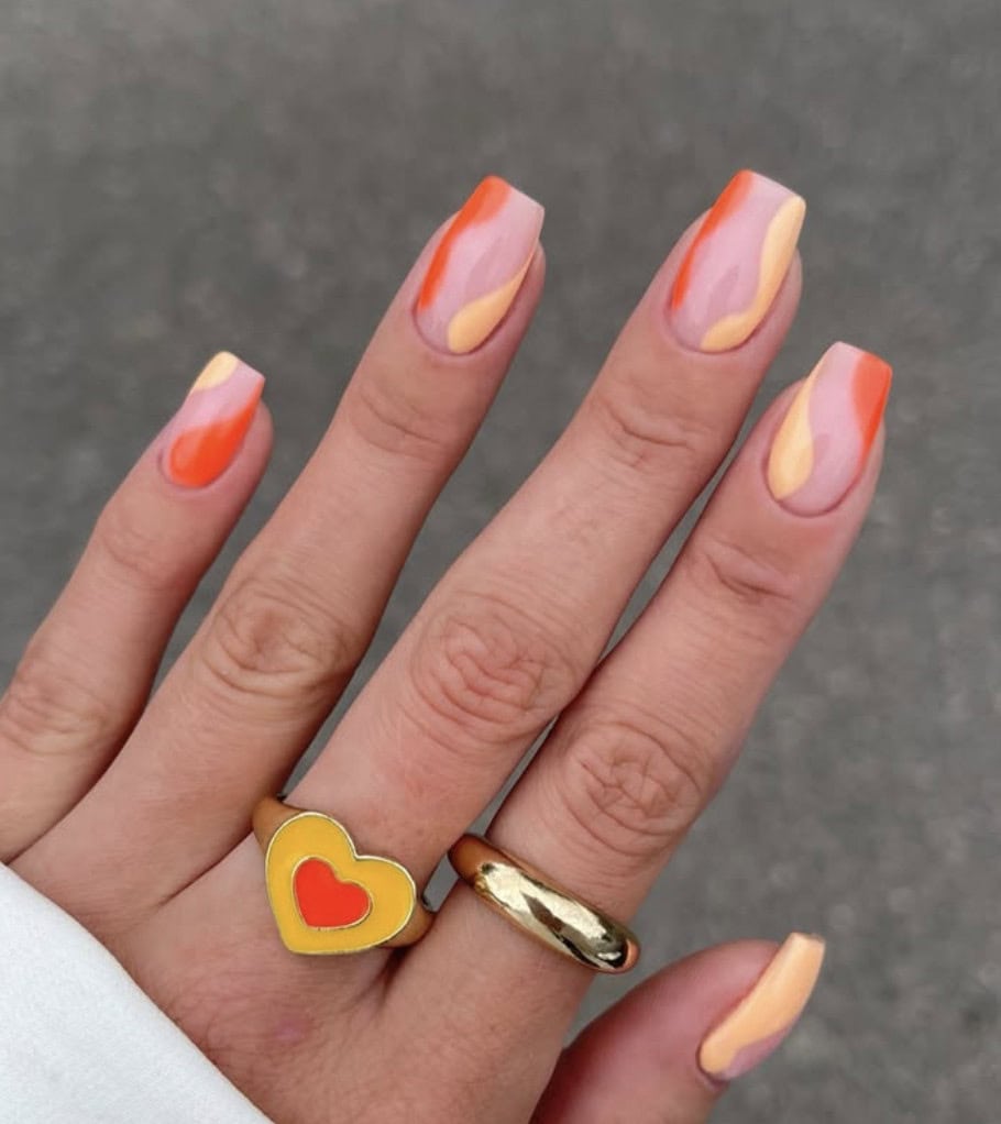 Medium Square Neon Color-Blocked Tips — Easy Nail Designs
