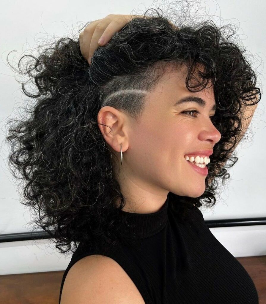 Curly Undercut With Grey Streaks Curly Undercut With Grey Streaks — Winter Hairstyles for Curly Hair