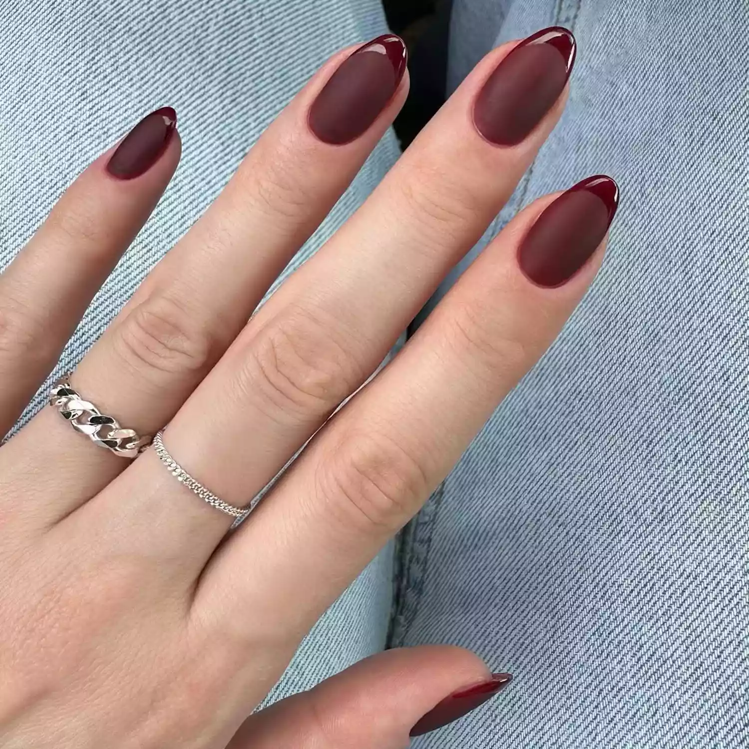 Matte Visual Idea — Winter Almond Nails