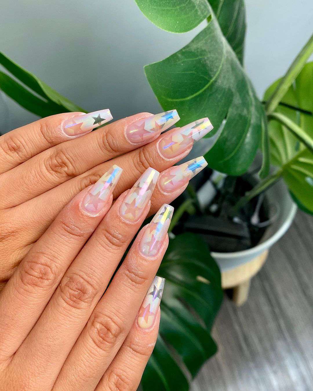 Glossy Holographic Visual Idea — Coffin Nail Designs