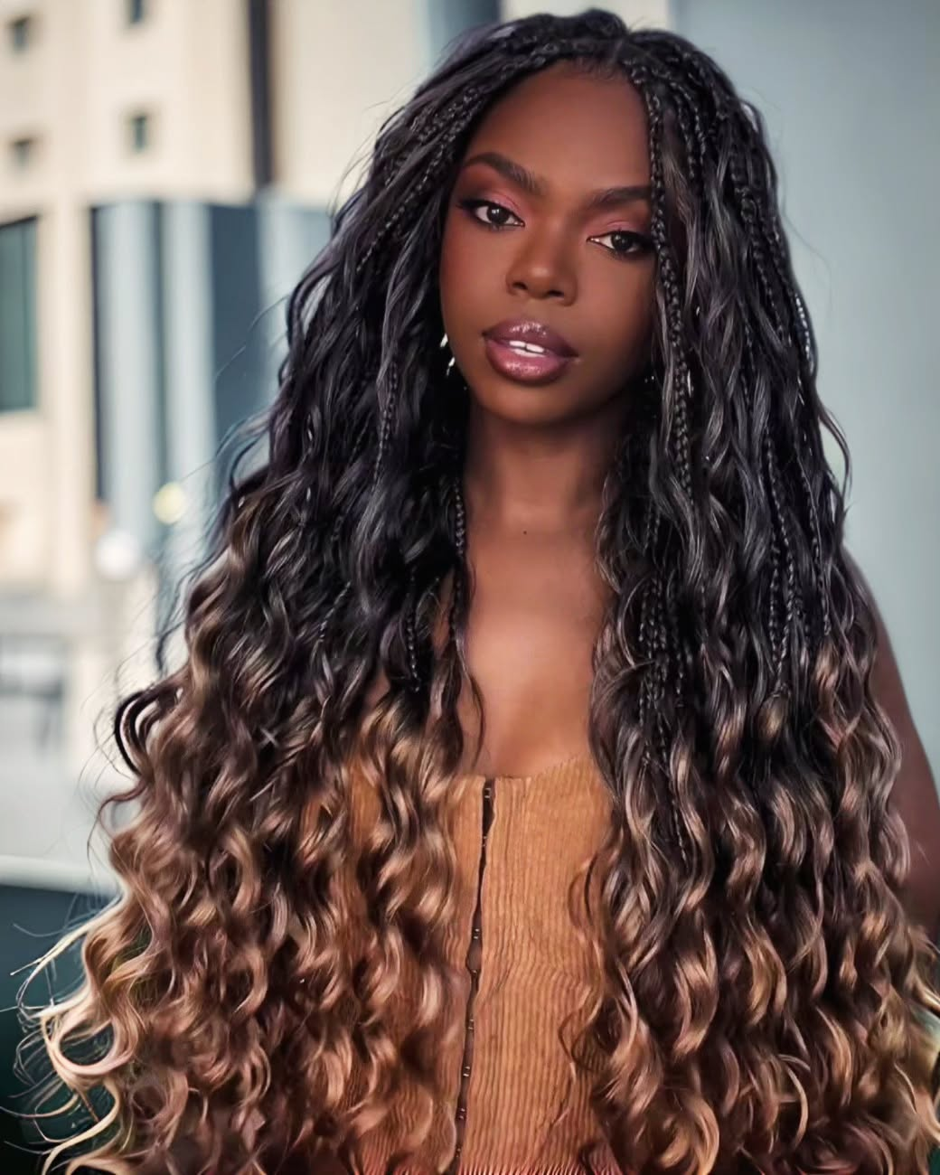 Ombré Braids: Dark Brown to Blonde — Winter Braid Colors for Black Women