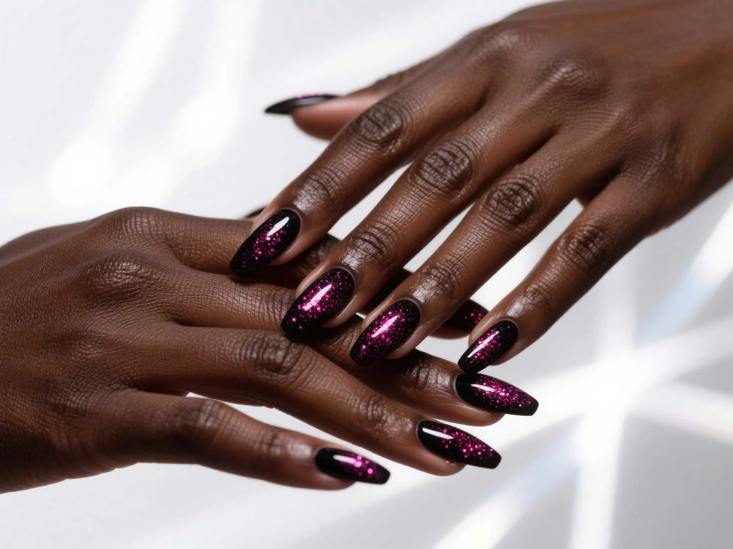 Black Pink Purple Dense Glitter Nails Black Pink Purple Dense Glitter Nails — Dark Winter Nails