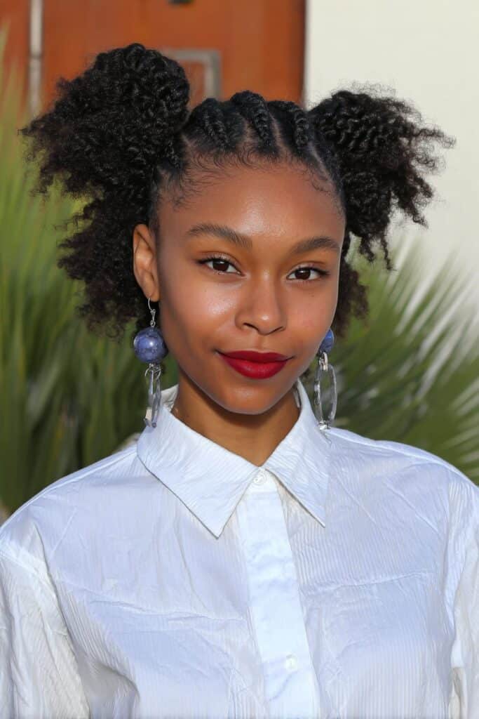 Space Buns with Braided Texture — Winter Braids for Black Women